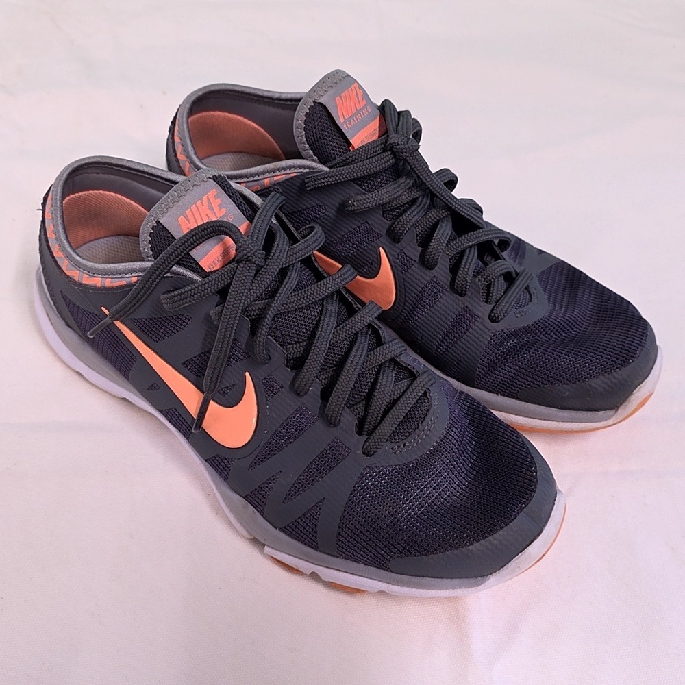 Nike Flex Supreme TR 3 Women 8.5 Grey Orange Training Shoes 683138-013